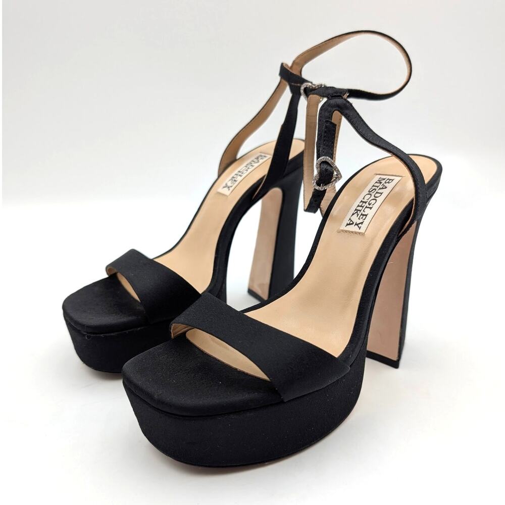 Badgley Mischka Caia Platform Heel Sandals Women's Black Size US5 EU35.5